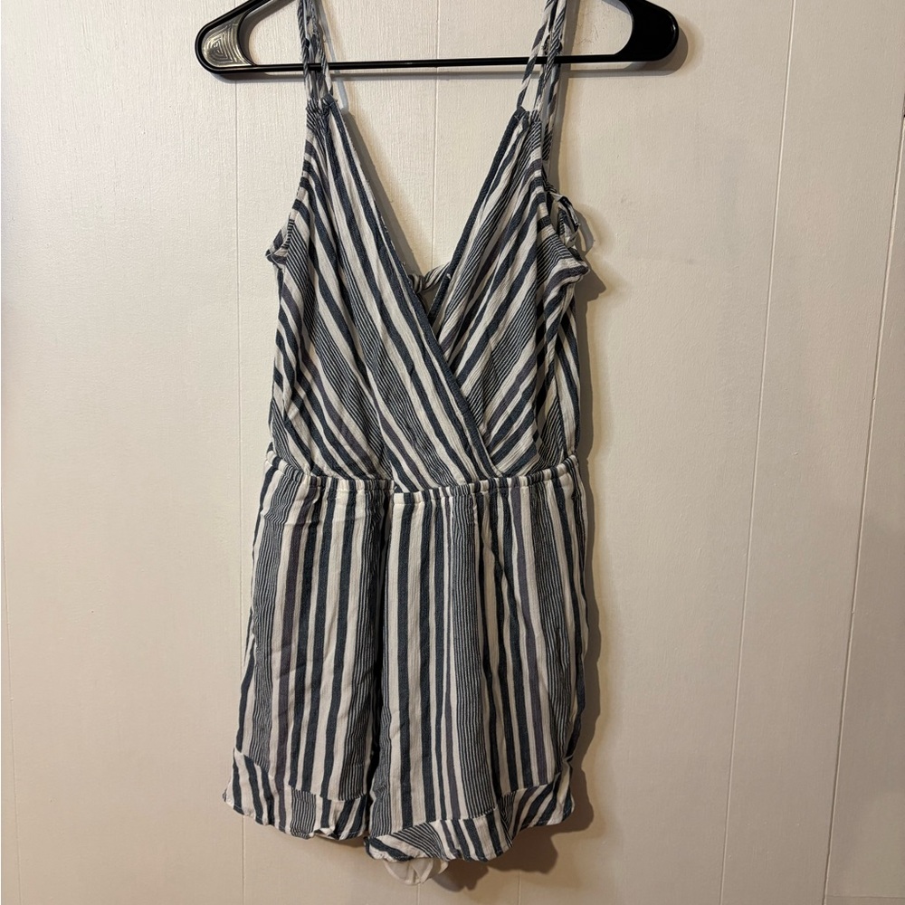 Source Unknown Black and White Striped Romper